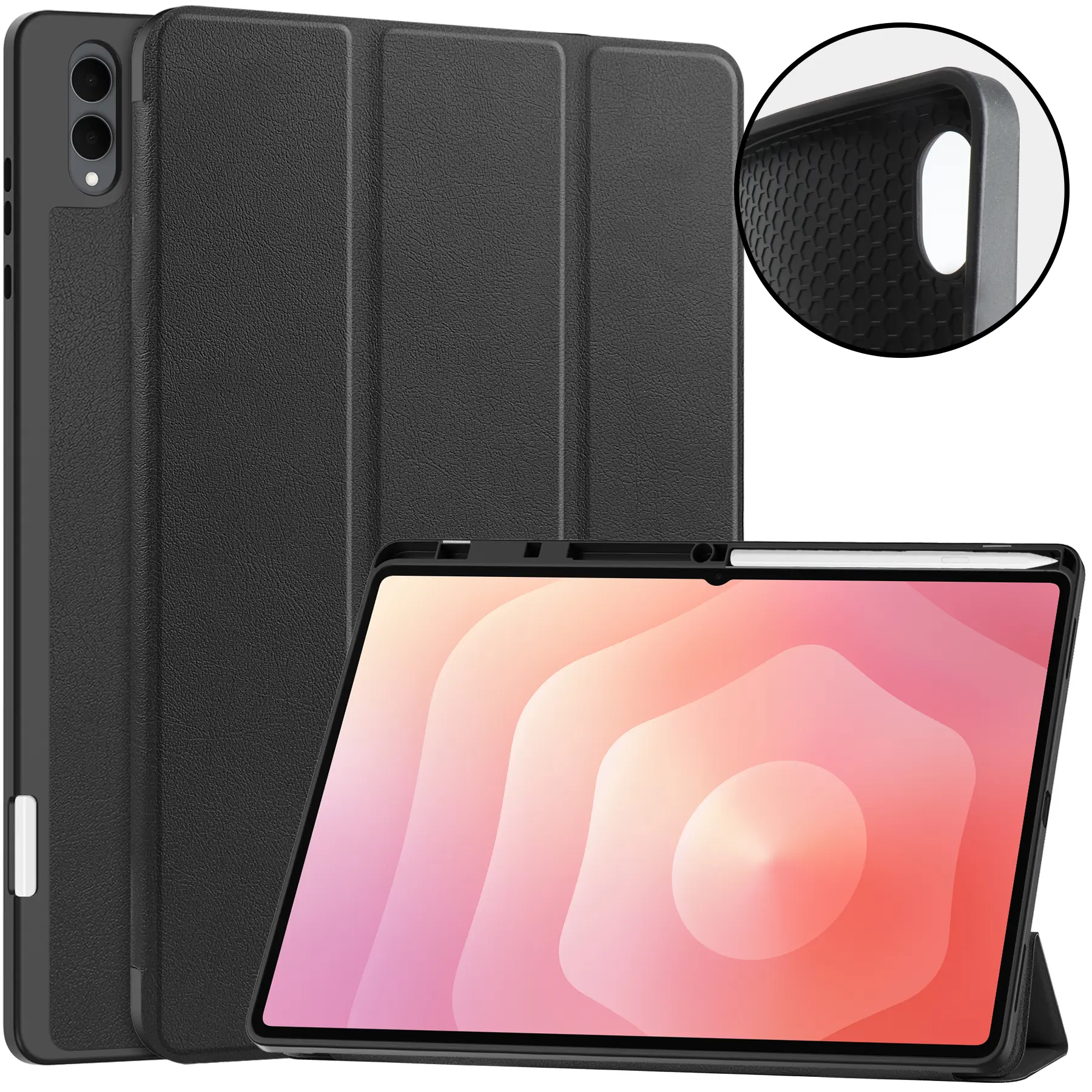 Samsung Galaxy Tab S12 Ultra Tri-fold etui med pennholder, Svart