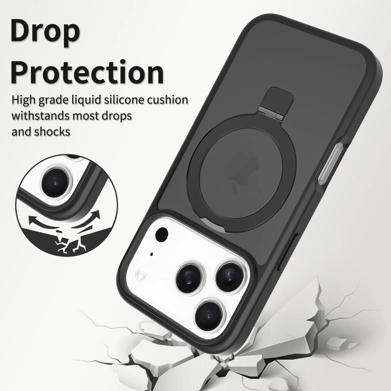 Hybridskal Magnetic Ring iPhone 17 Pro Svart