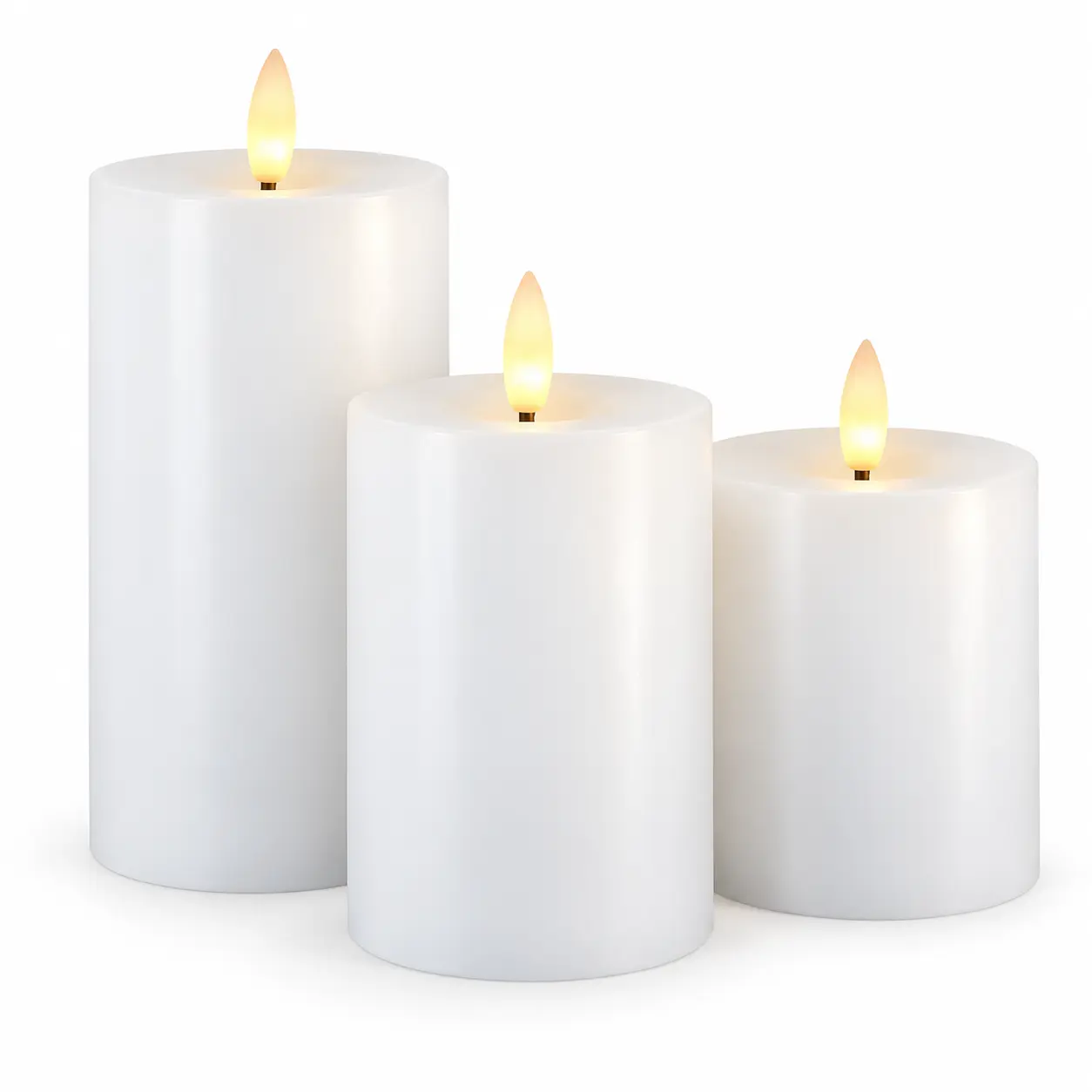 Batteridrevne LED-bloklys med timer og touch (3-pack), Hvid