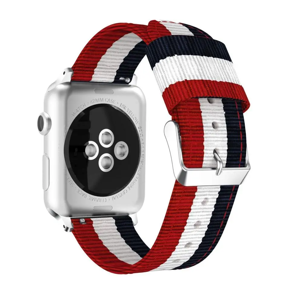 Nylonarmband Apple Watch SE 44mm blå/vit/röd