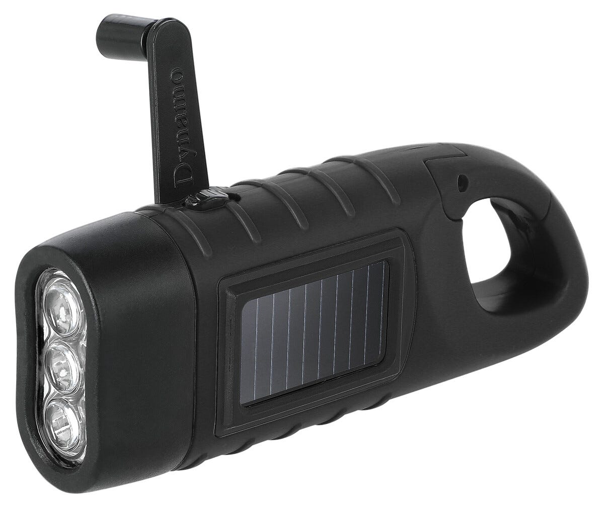 Clas Ohlson LED dynamolampe med solcelle 15 lumen, Svart