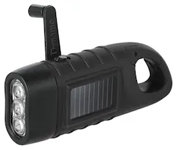 LED dynamolampe med solcelle 15 lumen, Sort