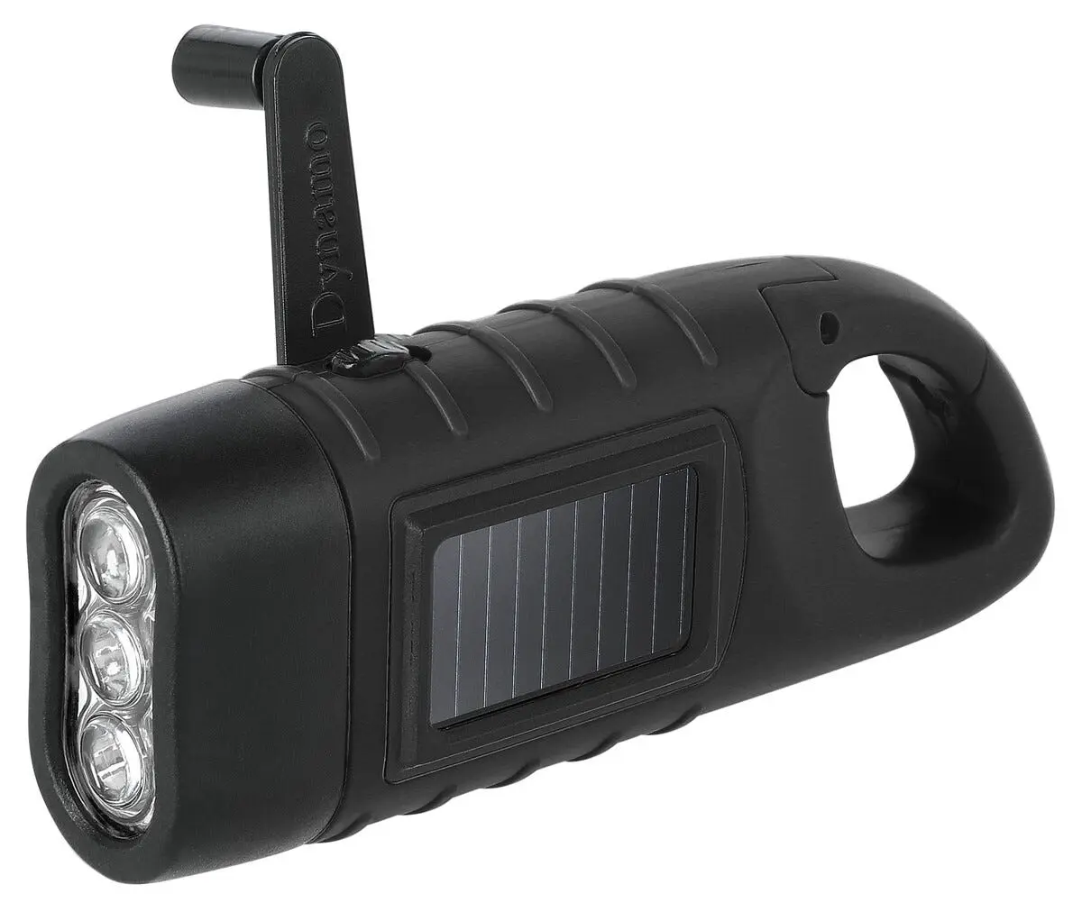 LED dynamolampe med solcelle 15 lumen, Sort