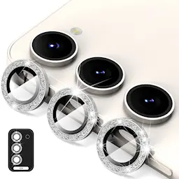 Glitter Linsskydd Aluminium + Glas Samsung Galaxy S24 silver