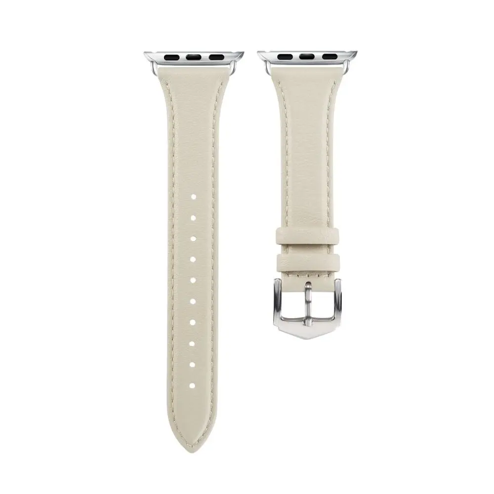 Slim Läderarmband Apple Watch Series 12 47mm Beige