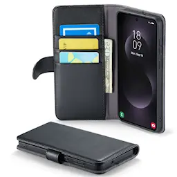 Ægte Læderetui Samsung Galaxy S25 Edge Sort