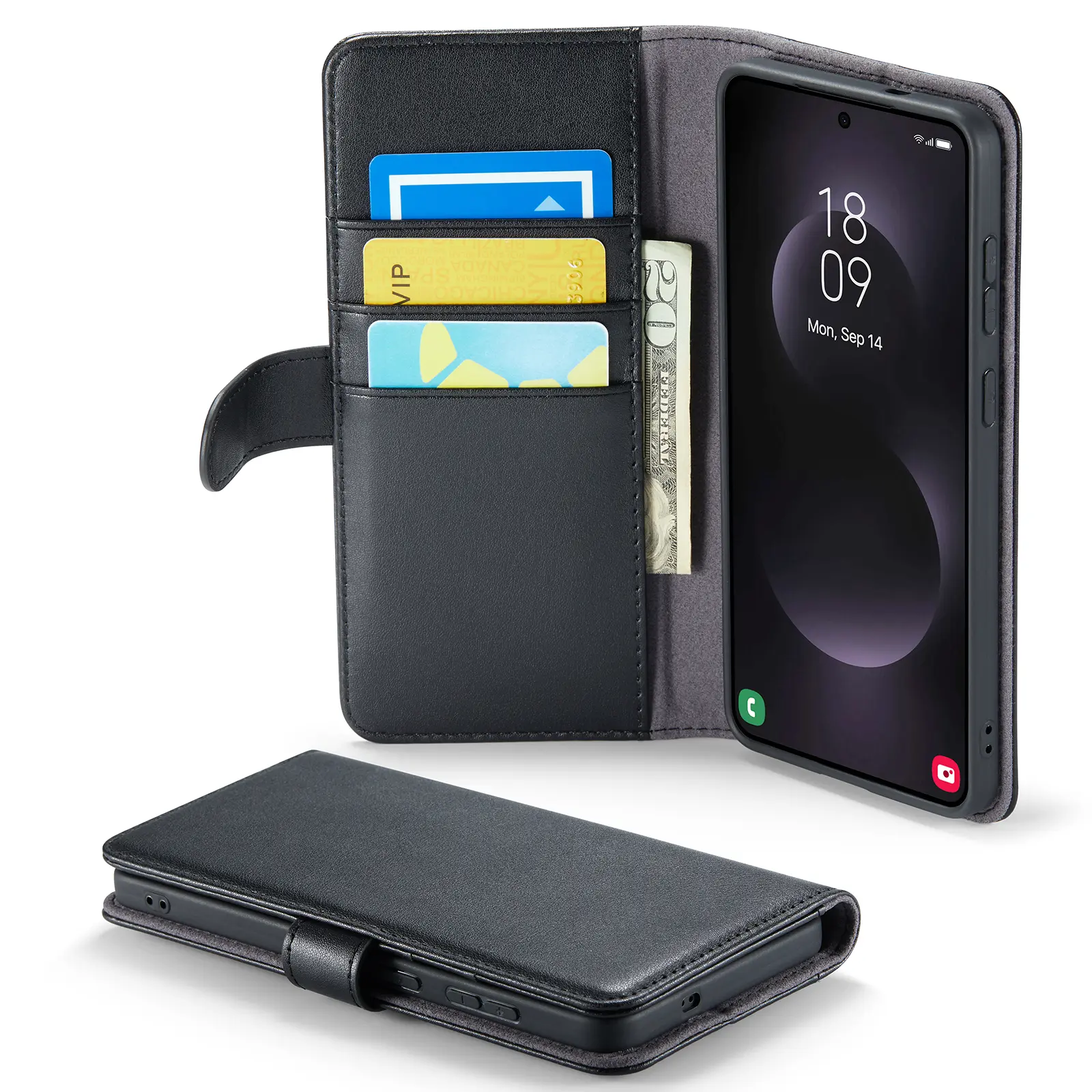 Ægte Læderetui Samsung Galaxy S25 Edge Sort