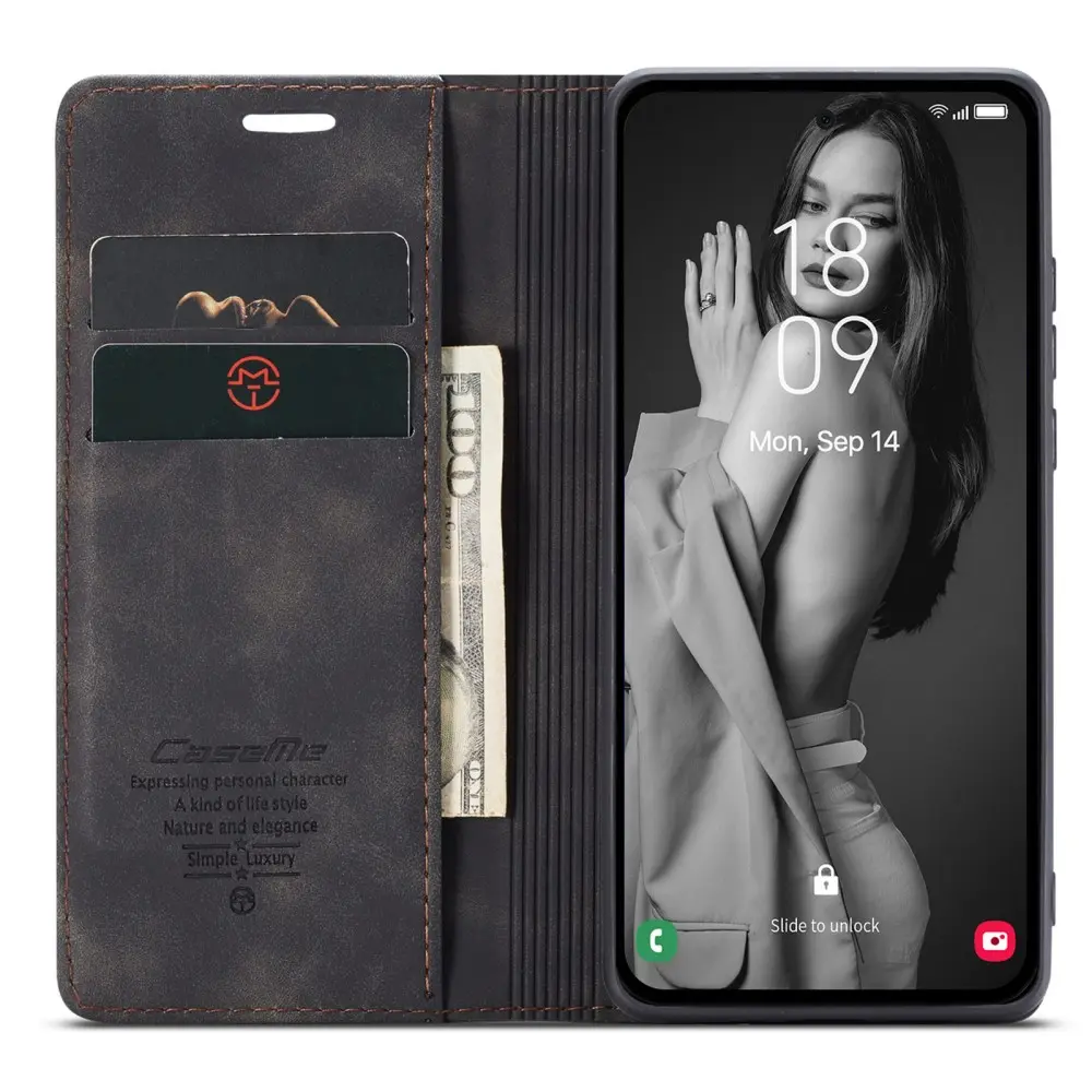 Slim Plånboksfodral Samsung Galaxy A55 Svart