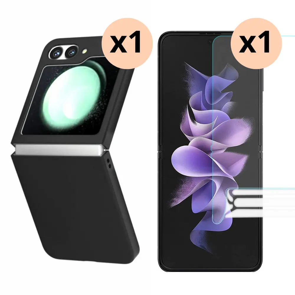 Samsung Galaxy Z Flip 6 Beskyttelsessæt Hårdplastcover og Skærmbeskyttelse