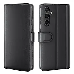 Samsung Galaxy S23 FE Lompakkokotelo aidosta nahasta, Musta