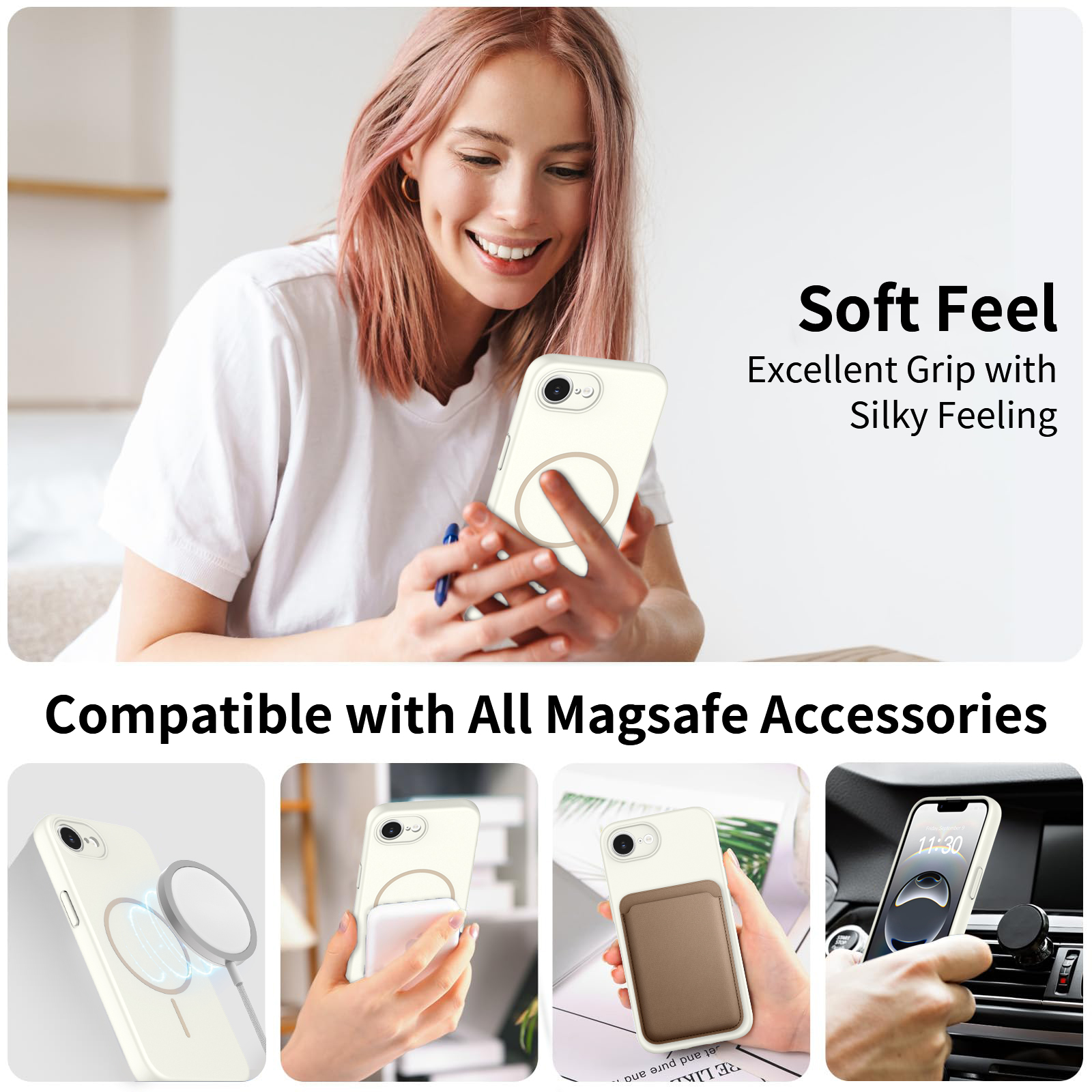 MagSafe-skal SoftArmor iPhone 16e Beige