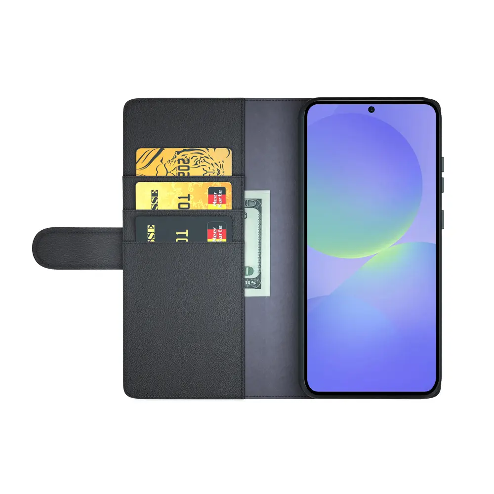 Äkta Läderfodral Samsung Galaxy A37 Svart