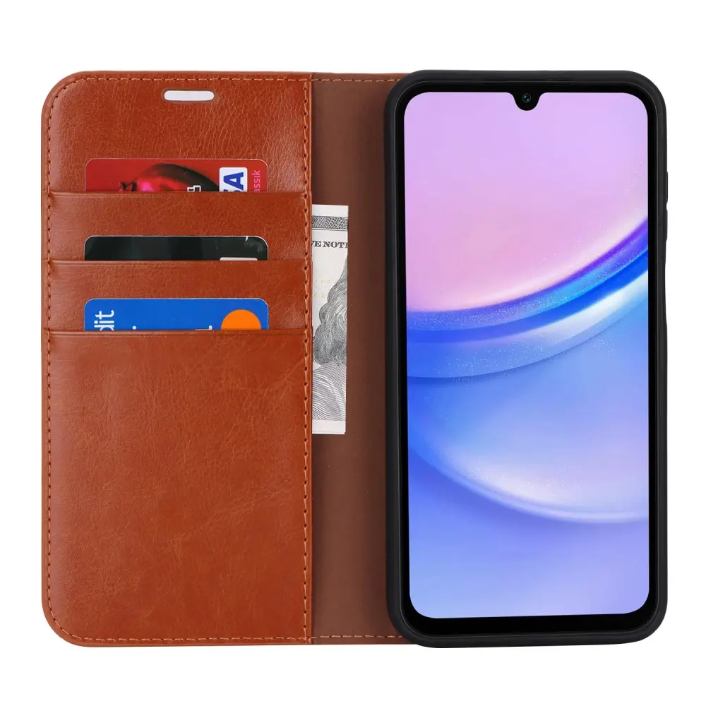 Mobilfodral Äkta Läder Samsung Galaxy A16 Brun
