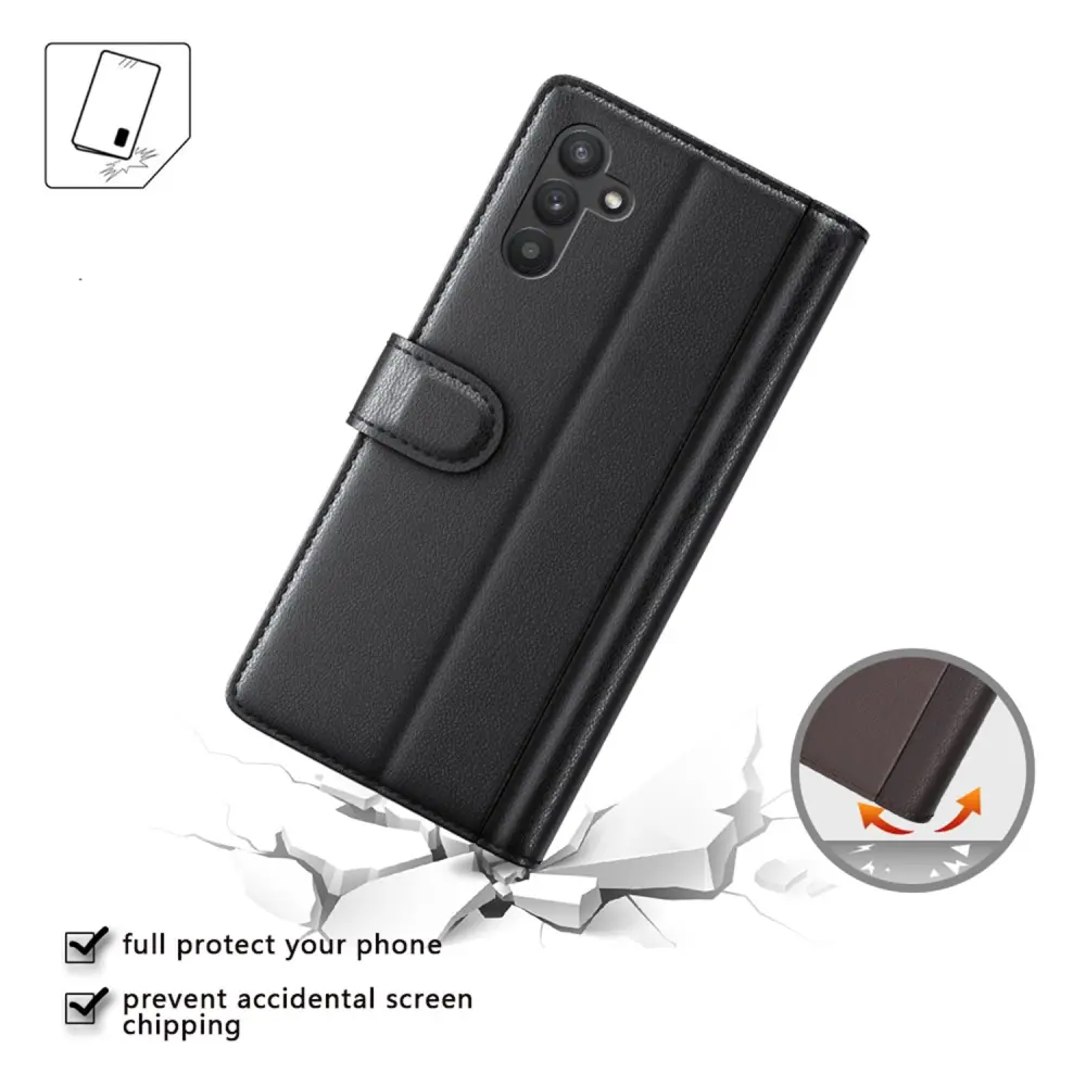 Äkta Läderfodral Samsung Galaxy A04s Svart