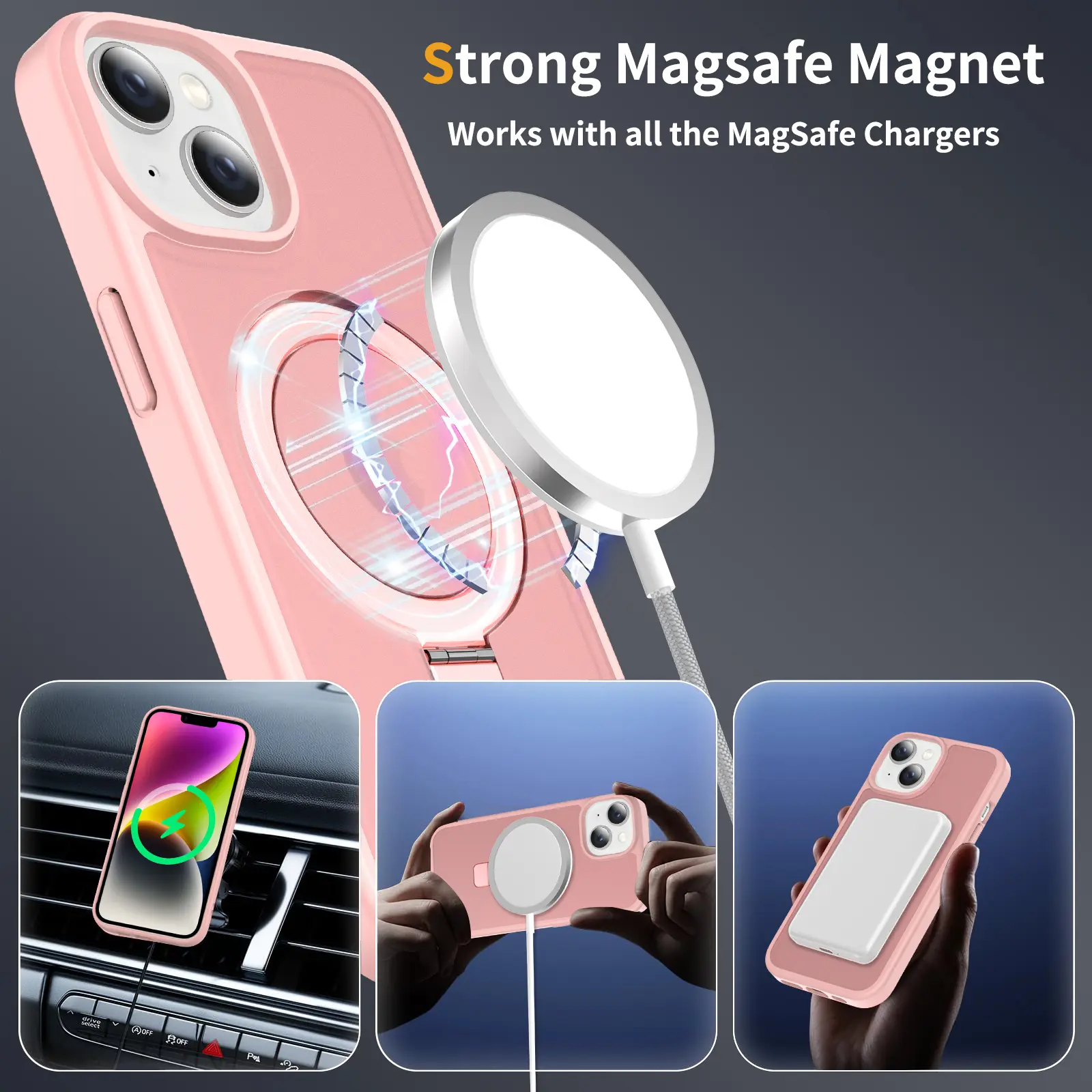 Hybridskal Magnetic Ring iPhone 13 Rosa
