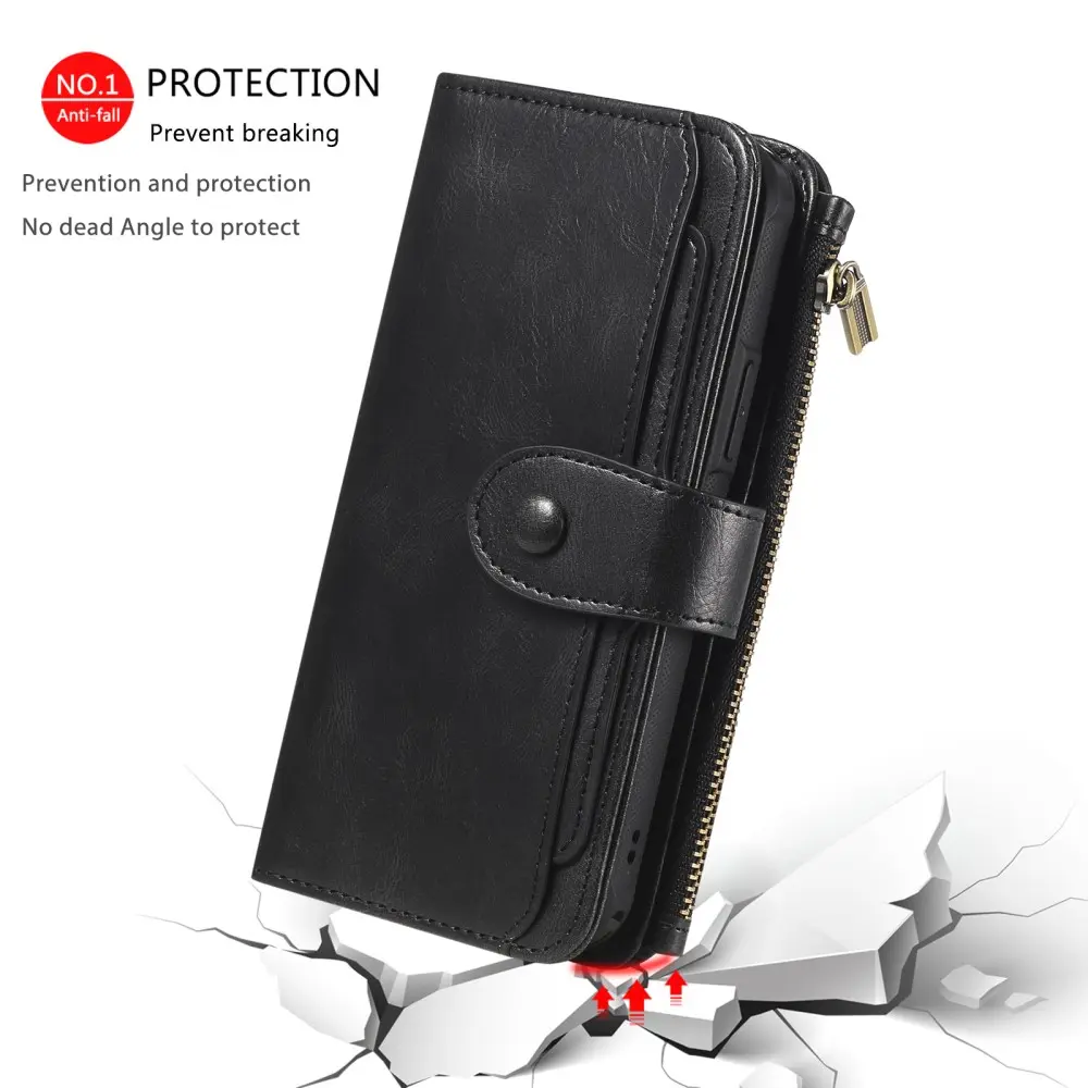 Magnet Leather Multi-Wallet iPhone 16e svart