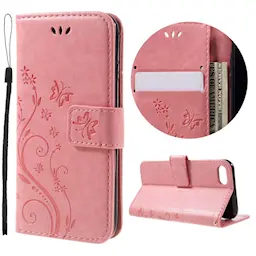 iPhone SE 2022 Suojakotelo perhoskuviolla, Vaaleanpunainen