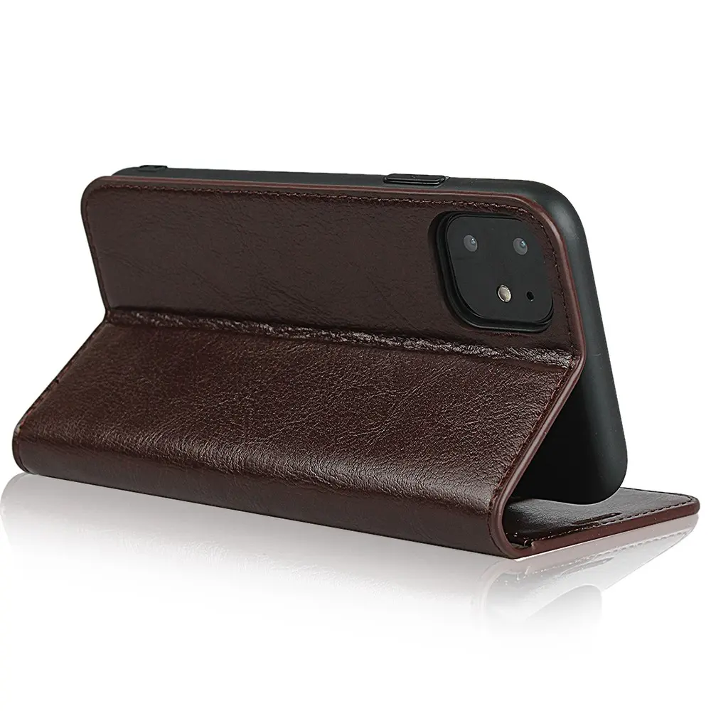Mobilfodral Äkta Läder iPhone 11 Mörkbrun