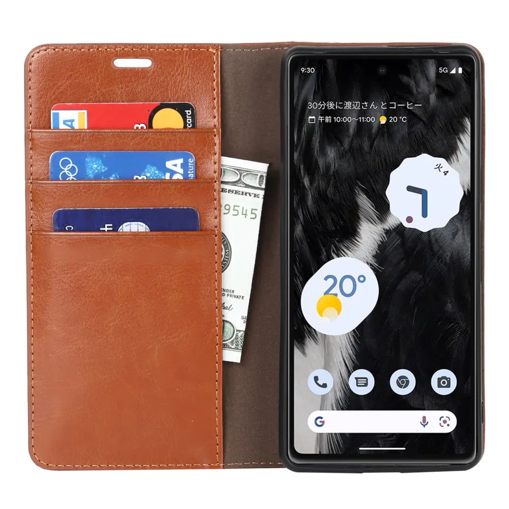 Mobilfodral Äkta Läder Google Pixel 7a Brun