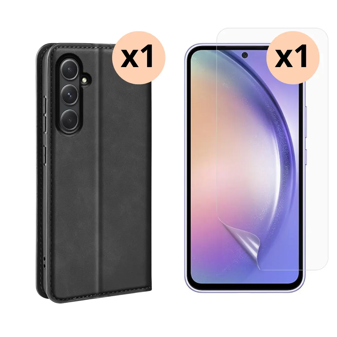 Samsung Galaxy A55 Sett med Tynt mobilveske og Skjermbeskyttelse