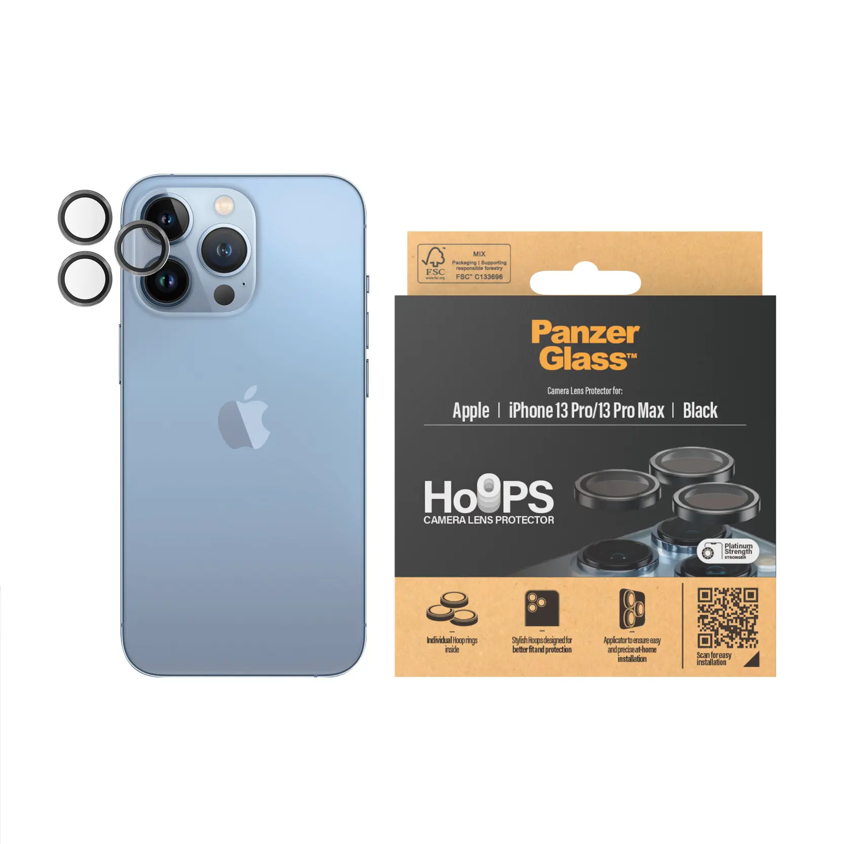 iPhone 13 Pro Hoops Camera Lens Protector Svart