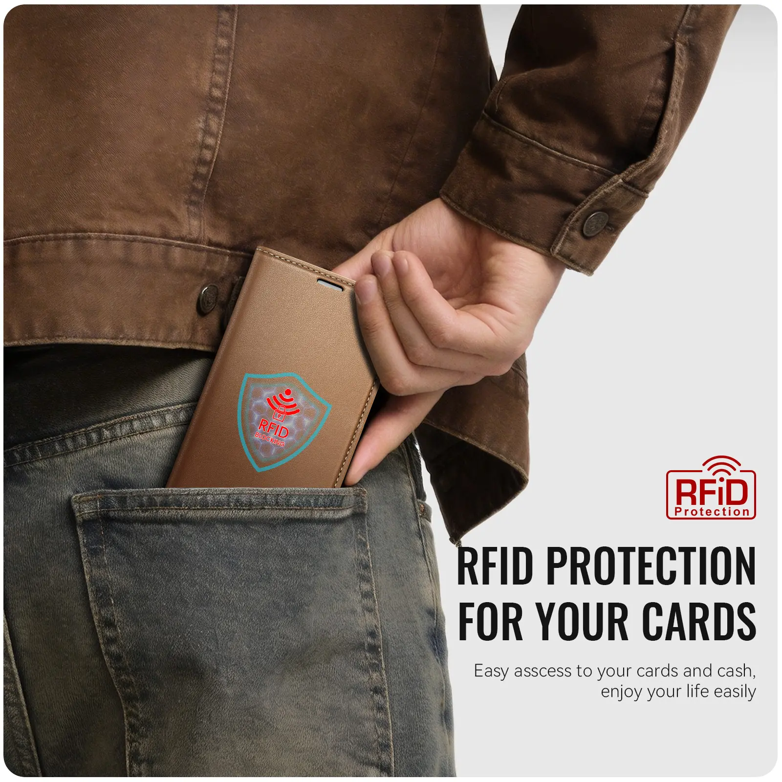 Slim Plånboksfodral RFID-skydd Google Pixel 11 Brun
