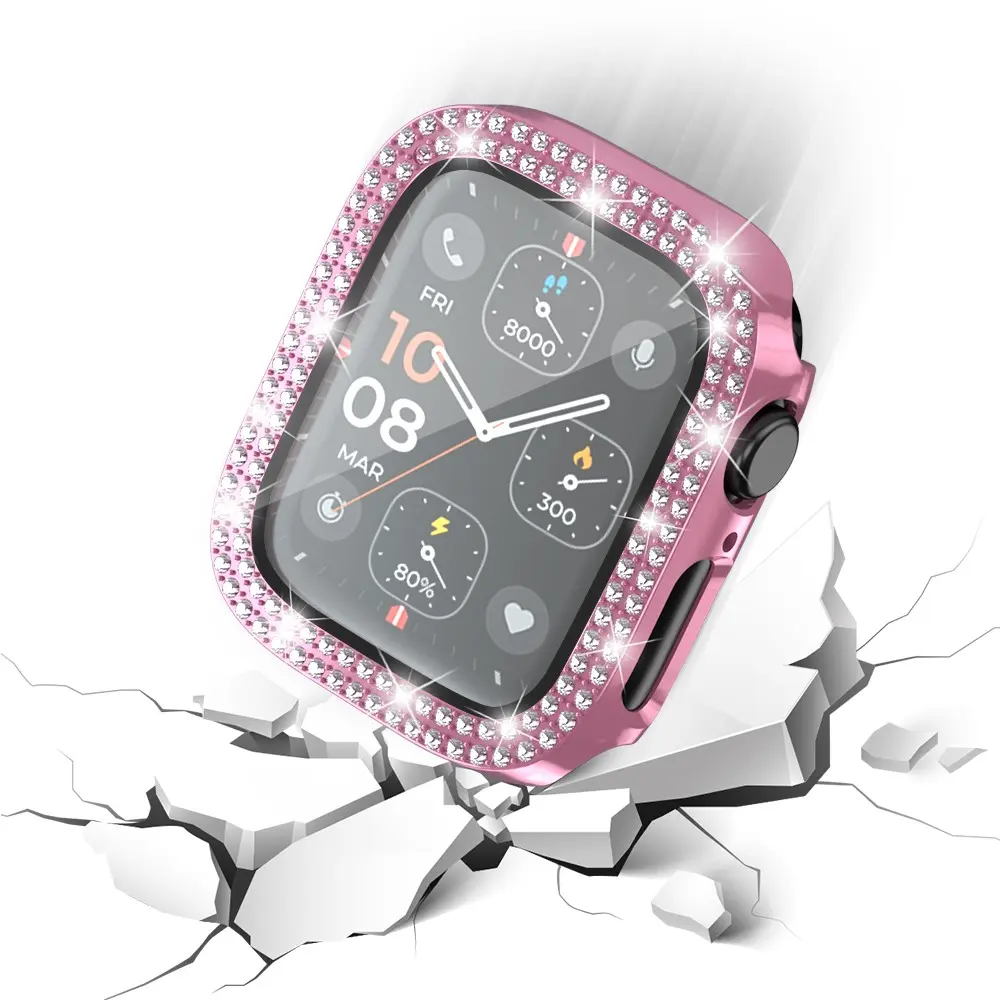 Full Cover Case Rhinestone Apple Watch SE 3 40mm Rosa